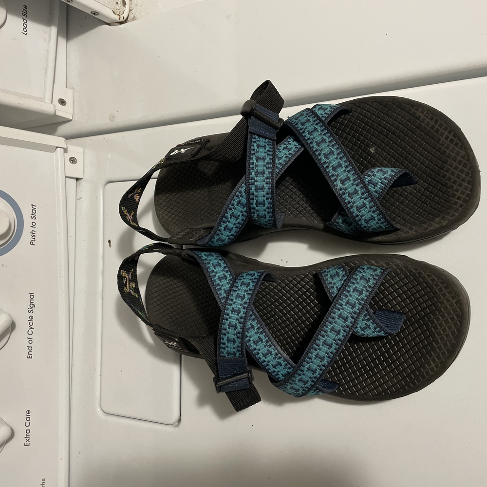 Teal and Black Strappy Sandals